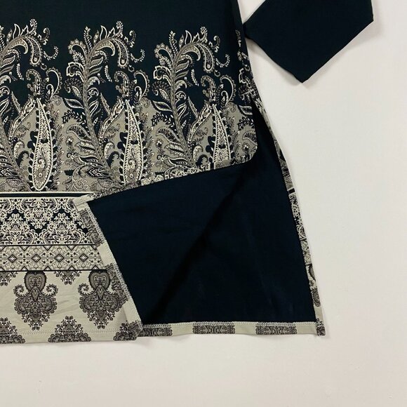 NWOT J. Jill Wearever Collection Long Sleeve Paisley Border Tunic Top Blouse M - Picture 9 of 16